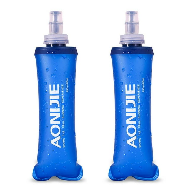AONIJIE 2 Pcs TPU Soft Flask 250ML Collapsible Water Bottles for Running Hydration Pack, BPA Free