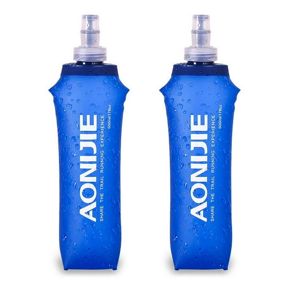AONIJIE 2 Pcs TPU Soft Flask 500ML Collapsible Water Bottles for Running Hydration Pack, BPA Free