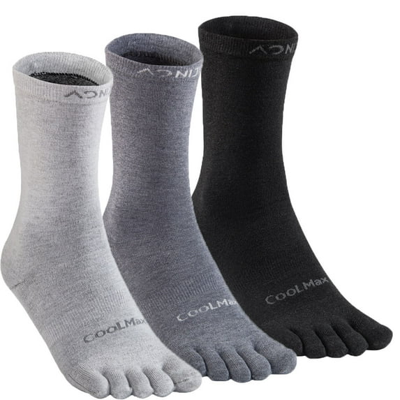 AONIJIE 3 Pairs Ultra-thin Athletic Coolmax Toe Socks for Men, Moisture Wicking,M