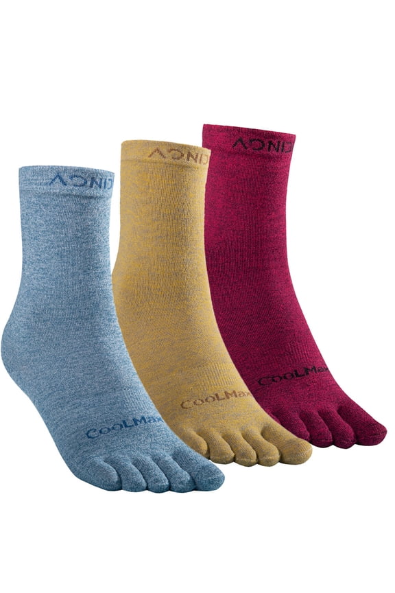 3 Pairs Ultra-thin Athletic Coolmax Toe Socks for Women, Moisture Wicking,S