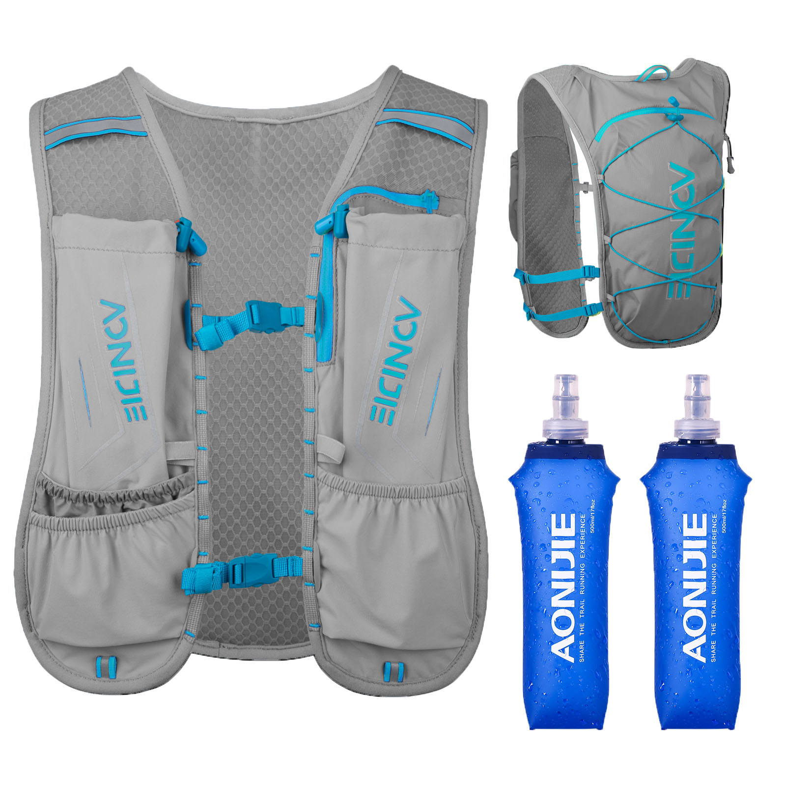 AONIJIE 5L Lightweight Hydration Pack Running Vest with 2*500ml Soft