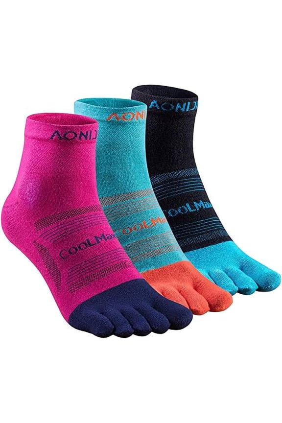 Coolmax Toe Socks Women Finger Athletic Running Ankle Socks Quick Dry,3 Pairs,S