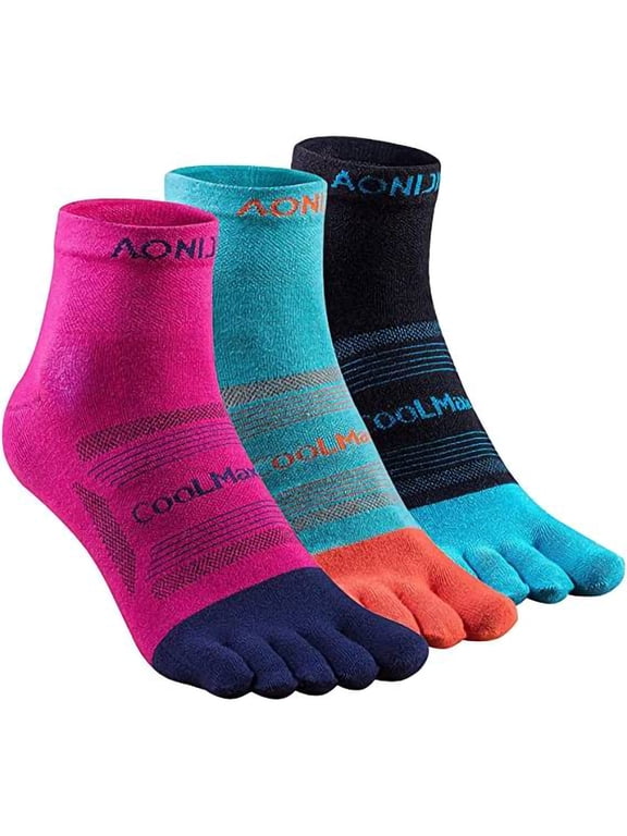 Coolmax Toe Socks Women Finger Athletic Running Ankle Socks Quick Dry,3 Pairs,S