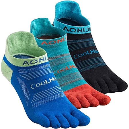 AONIJIE Coolmax Toe Socks for Men Finger Athletic Running Ankle Socks Quick Dry,3 Pairs,M
