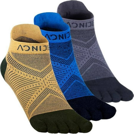 AONIJIE Men's Coolmax Toe Socks Five Finger Athletic Running Socks Quick Dry,3 Pairs,M