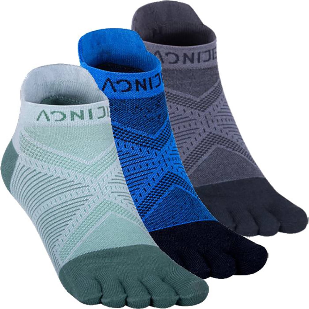 TOETOE - Sports Snow Ski Knee-High Toe Socks (Black-Blue, 3.5-6