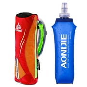AONIJIE Quick Grip Running Handheld Water Bottle Adjustable with 500ml/16.9oz Soft Flask(Orange)