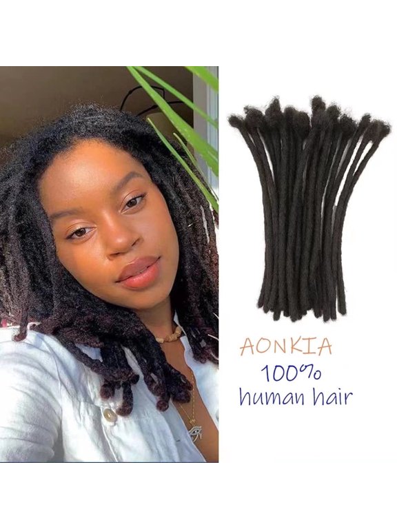 Loc Extensions Human Hair 30 strands 4 Inch 0.8cm Width Human Hair Dreadlock Extensions for Men/Women Full Handmade Dread Extensions