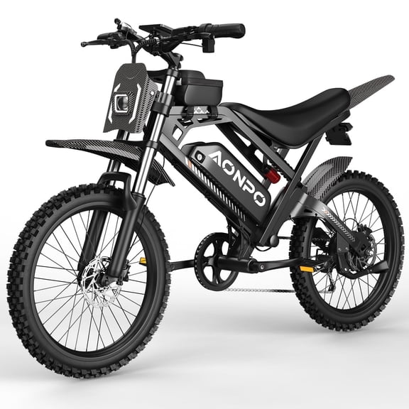 AONPO A20 Electric Bike for Adults, 20*4.0 Fat Tire E-Mountain Bicycle,Peak 1500W Motor 48V 18.2Ah 7-Speed E-Bike UL2849, LCD Display with NFC Unlock