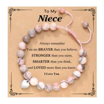 AONYIY Love Beaded Bracelet, Braided, Pink