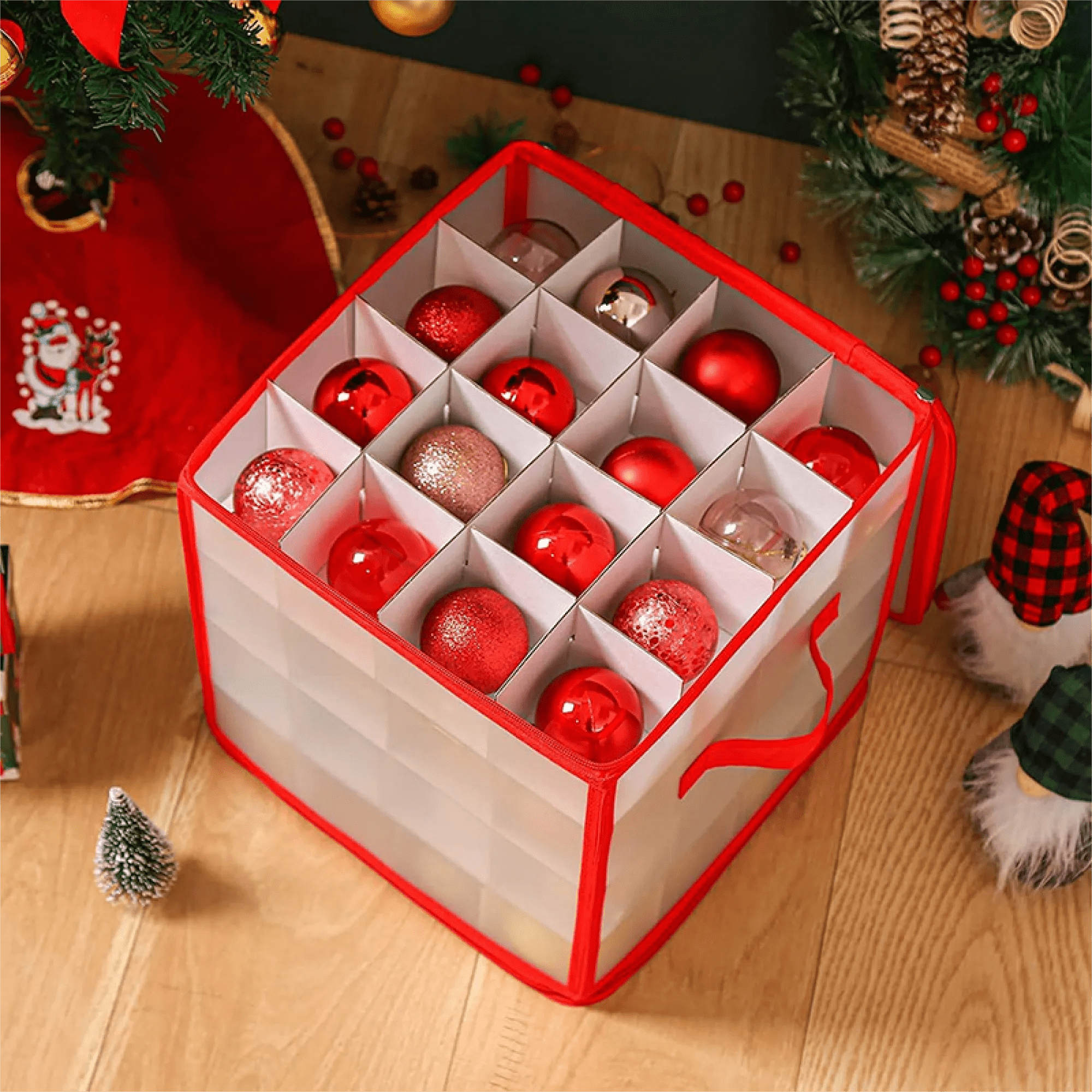 AONYIYI 64 Compartment Christmas Ornament Storage Box,White, 1