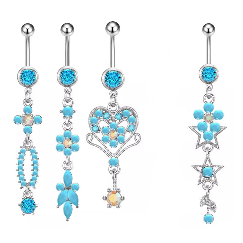 AONYIYI Belly Button Ring Set, 4PCS,Blue - Walmart.com