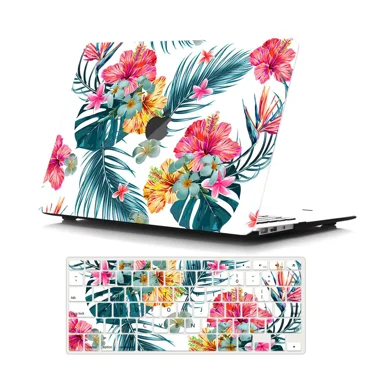 AONYIYI Moxiso Plastic Hard Case with Keyboard Protector and Screen Protector for 14-inch MacBook Air, Flower