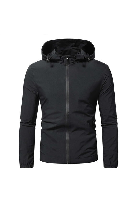 2023 Men Fall Coat Men's Classic Single-layer Stormjacket Hat Detachable Colored Jacket with Zipper Wind Proof and Breathable