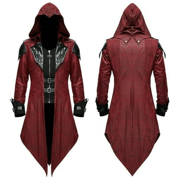 AOOCHASLIY 2023 Men Fall Coat Men's Medieval Dress Solid Retro Jacket Cardigan Men's Coat Splice Coat