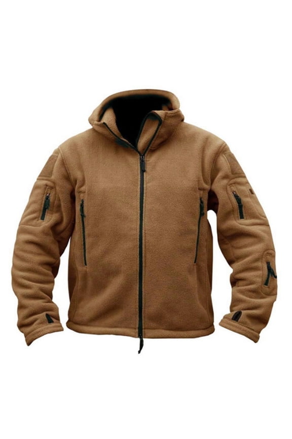 2023 Men Fall Coat Men's Outdoor Multi-pocket Fleece Sweater Military Double Sided Fleece Hooded Jacket Men Hooded Sweatshirts Coat
