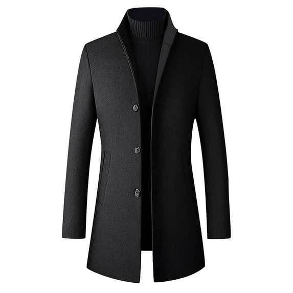 AOOCHASLIY 2023 Men Fall Coat Men's Single-breasted Solid Color Fashion Suit Business Casual Suit Wool Coat