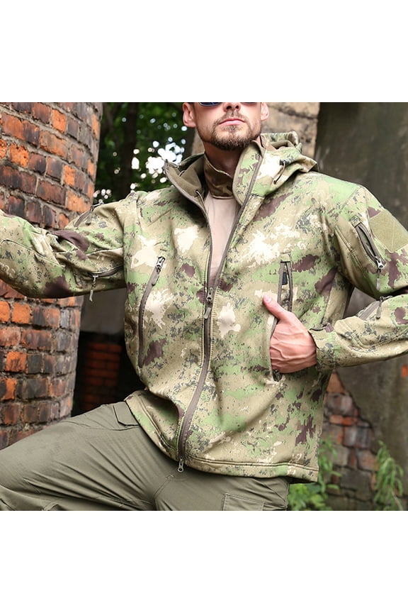 2023 Men Fall Coat Men's Warm Fleece Skin Soft Outdoor Jacket Camouflage