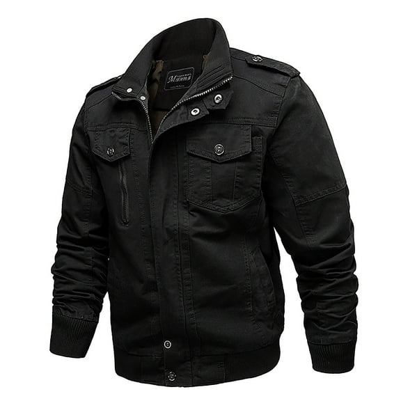 AOOCHASLIY 2023 Men Fall Coat Men's and Winter Casual Solid Color Tooling Wind Jacket Zipper Coat