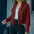 thumbnail image 1 of AOOCHASLIY 2023 Women Tops Fringe Coat For Women Faux Suede Leather Cowboy Style Coat Long Sleeve Tassels Cardigan Coat, 1 of 5