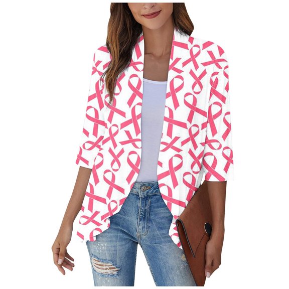 AOOCHASLIY 2023 Women Tops Women's 3/4 Sleeve Fashion Casual Comfortable Printing Cardigan Blouse