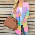thumbnail image 1 of AOOCHASLIY 2023 Women Tops Women's Color Stripe Long Sleeve Knitted Cardigan Sweater Coat, 1 of 4