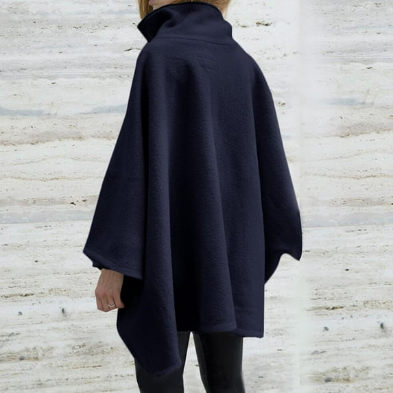 AOOCHASLIY 2023 Women Tops Women's Fashion Irregular Medium Long Sleeve Zipper Coat Solid Cardigan Coat Cape