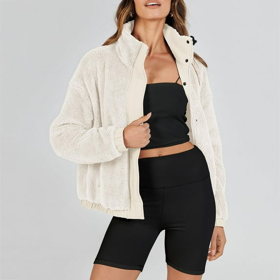 AOOCHASLIY 2023 Women Tops Women's Fashion Solid Color Jacket Casual Long Sleeve Button Short Coat Winter Household Coat