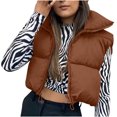 thumbnail image 1 of AOOCHASLIY 2023 Women Tops Women's Winter Crop Lightweight Sleeveless Warm Outerwear Vest Padded Gilet Tops Coat, 1 of 4