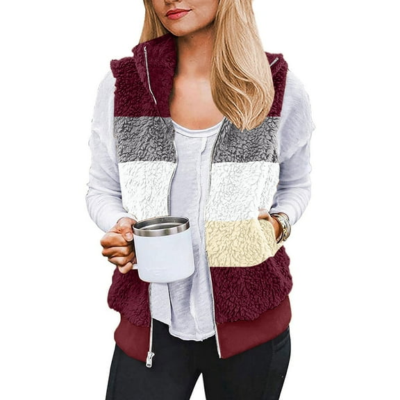 AOOCHASLIY 2023 Women Tops Womens Fall Winter Sleeveless Coat Zip Up Warm Jackets Outerwear with Pockets