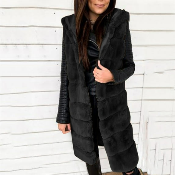 AOOCHASLIY 2023 Women Tops Womens Faux-Fur' Gilet Vest Sleeveless Waistcoat Body Warmer Jacket Coat Outwear