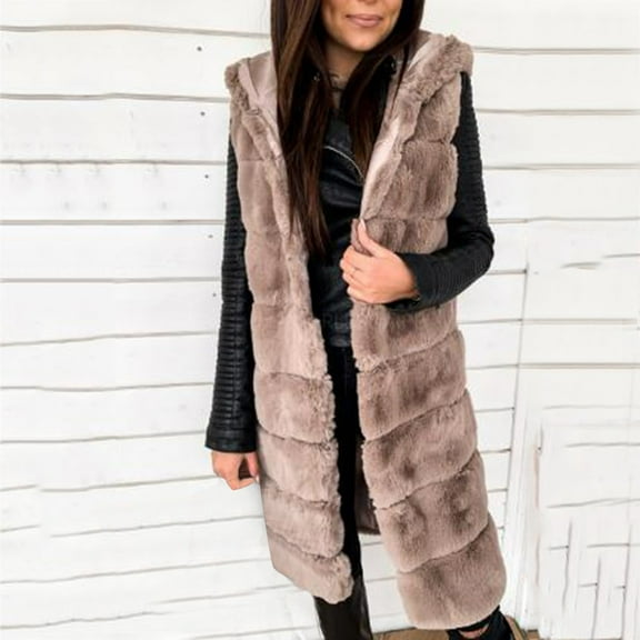 AOOCHASLIY 2023 Women Tops Womens Faux-Fur' Gilet Vest Sleeveless Waistcoat Body Warmer Jacket Coat Outwear