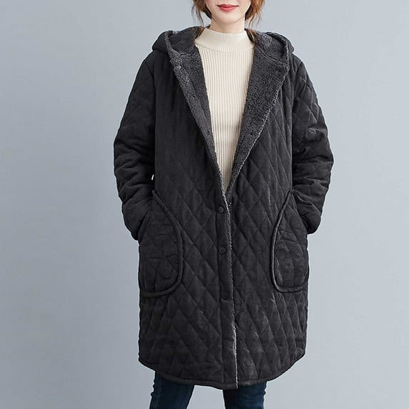 AOOCHASLIY 2023 Women Winter Coat Fall Fashion Women Casual Comfortable Long Sleeve Button Pocket Parkas