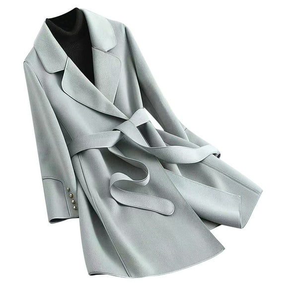 AOOCHASLIY 2023 Women Winter Coat Fashion Women Woolen Coat Girl Mid Length Style Woolen Coat Woolen Coat