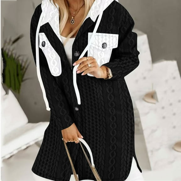 AOOCHASLIY 2023 Women Winter Coat Fashion Women's Fall Casual Pocket V Neck Long Sleeve Solid Color Tops Pullover Blouse