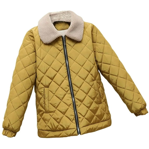 AOOCHASLIY 2023 Women Winter Coat Fashion Women's Zipper Long Sleeve Down Cotton Jacket Cotton Solid Color Jacket