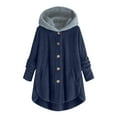 thumbnail image 1 of AOOCHASLIY 2023 Women Winter Coat Women Plus Size Button Plush Tops Hooded Loose Cardigan Wool Coat Winter Jacket, 1 of 1