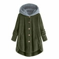 thumbnail image 1 of AOOCHASLIY 2023 Women Winter Coat Women Plus Size Button Plush Tops Hooded Loose Cardigan Wool Coat Winter Jacket, 1 of 4