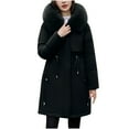thumbnail image 1 of AOOCHASLIY 2023 Women Winter Coat Women Warm Pocket Coat Turn Down Collar Long Jacket Winter Down Parkas, 1 of 1