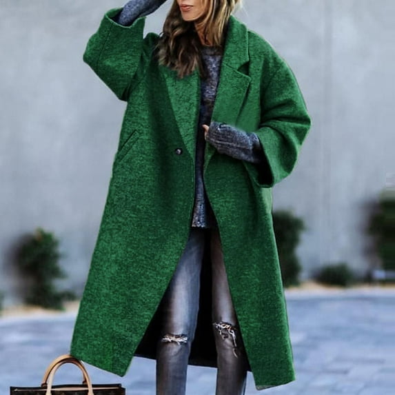 AOOCHASLIY 2023 Women Winter Coat Women's Fall and Winter Straight Cardigan Button Pocket Coat