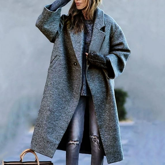 AOOCHASLIY 2023 Women Winter Coat Women's Fall and Winter Straight Cardigan Button Pocket Coat