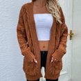thumbnail image 1 of AOOCHASLIY 2023 Women Winter Coat Women's Fashionable Mid-length Knitted Cardigan Jacket with Pockets Sweater Top Jacket, 1 of 5