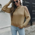 thumbnail image 1 of AOOCHASLIY 2023 Womens Sweater Fashion Women Casual Solid Round Neck Sleeve Loose Sweater Blouse Tops, 1 of 5