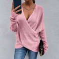 thumbnail image 1 of AOOCHASLIY 2023 Womens Sweater Fashion Women Solid Color Long Sleeve Pullove V-Neck Shirt Sweater Tops, 1 of 5