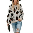 thumbnail image 1 of AOOCHASLIY 2023 Womens Sweater Ladies Casual Long-Sleeved Leopard Print Round Neck Pullover Sweater, 1 of 5