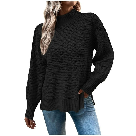 AOOCHASLIY 2023 Womens Sweater Women Casual Fashion Pullover Long Sleeve Round-Neck Knitted Sweater Tops