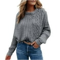 thumbnail image 1 of AOOCHASLIY 2023 Womens Sweater Women Casual Fashion Pullover Long Sleeve Round-Neck Knitted Sweater Tops, 1 of 4