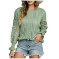 thumbnail image 1 of AOOCHASLIY 2023 Womens Sweater Women Casual Fashion Solid Hollow Out Pullover Long Sleeve Round-Neck Sweater, 1 of 4