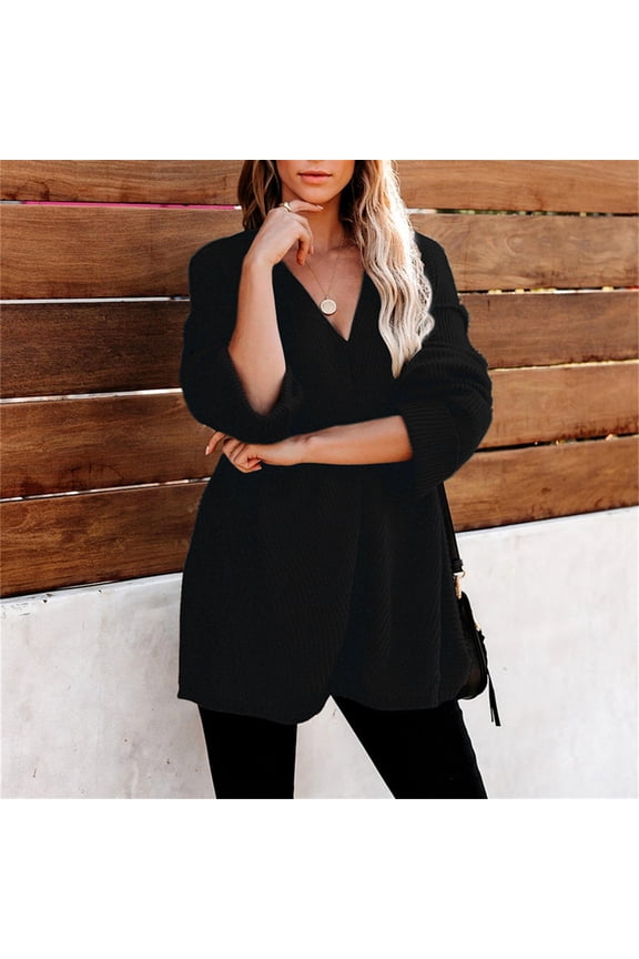 2023 Womens Sweater Women Sweater V-Neck Ripped Pullover Sweaters Crop Knit Jumper