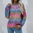 thumbnail image 1 of AOOCHASLIY 2023 Womens Sweater Women's Fashion Pullover Stripe Round Neck and Winter Long Sleeved Sweater Top Women, 1 of 5